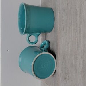 Fiesta Homer Laughlin Turquoise Ring Handle Coffee Mugs